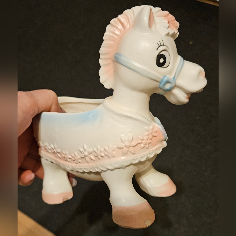 Rare Vtg Inarco Japan Baby Pony Horse Ceramic Planter Nursery E-4311